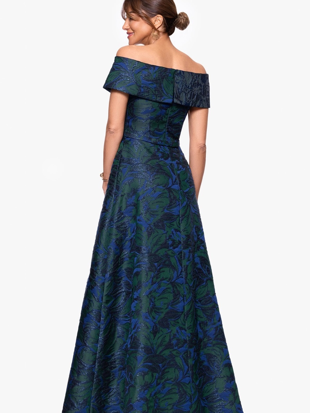 XSCAPE “JUNE” Jacquard Off the Shoulder Dress - Picture 3 of 7